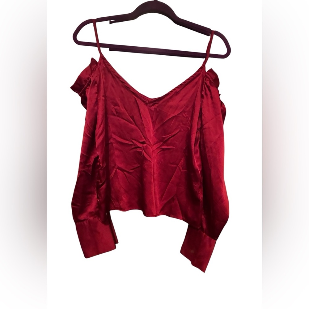 NWT WALTER BAKER BURGUNDY COLETTE  SATIN BLOUSE SIZE S